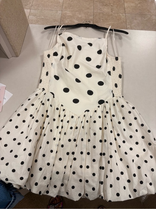 Free People Dresses & Skirts - Free People White Mini Dress with Black Polka Dots